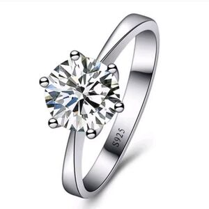 Elegant 925 Silver Solitaire Ring Sz 5